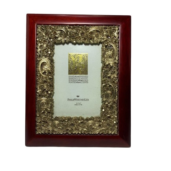 Philip Whitney Ltd Wood Photo Frame With Gold Plated Accent - Picture 1 of 10